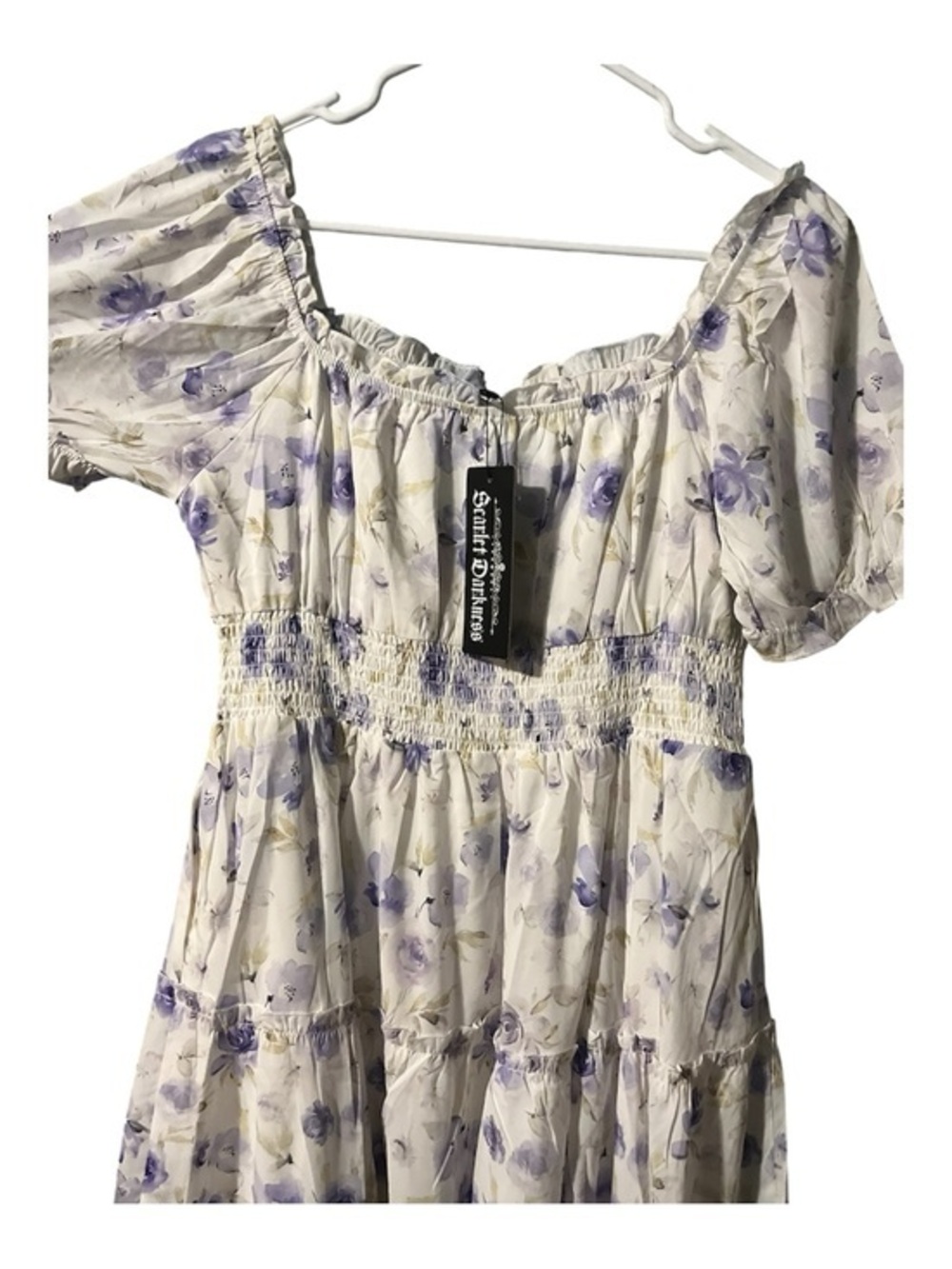 Saints & Mortals Lavender Floral Off-Shoulder Maxi Dress